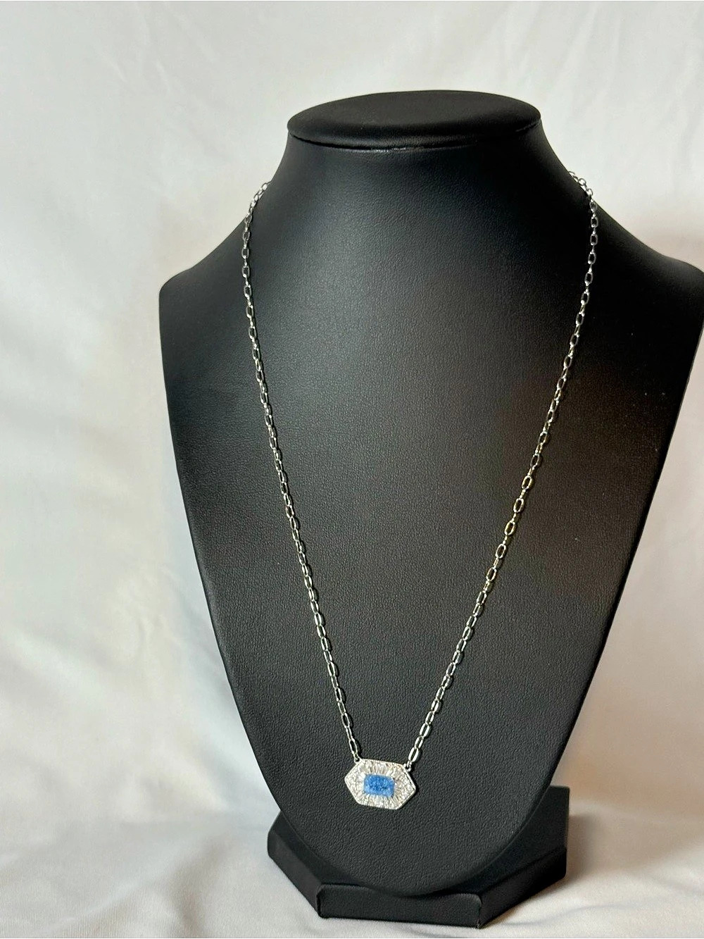 The Sterling Club Sterling Cubic Zirconia Necklace Silver Blue Pendant Necklace